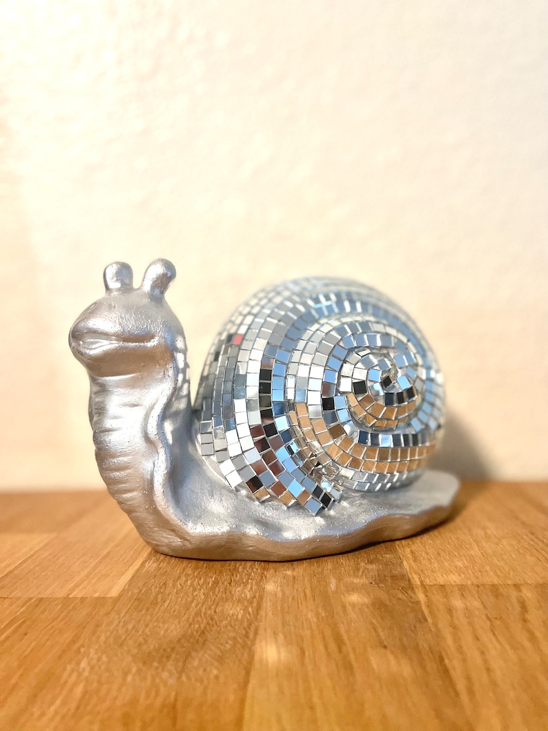 Disco Snail mirror ball slug sculpture figurine image 7