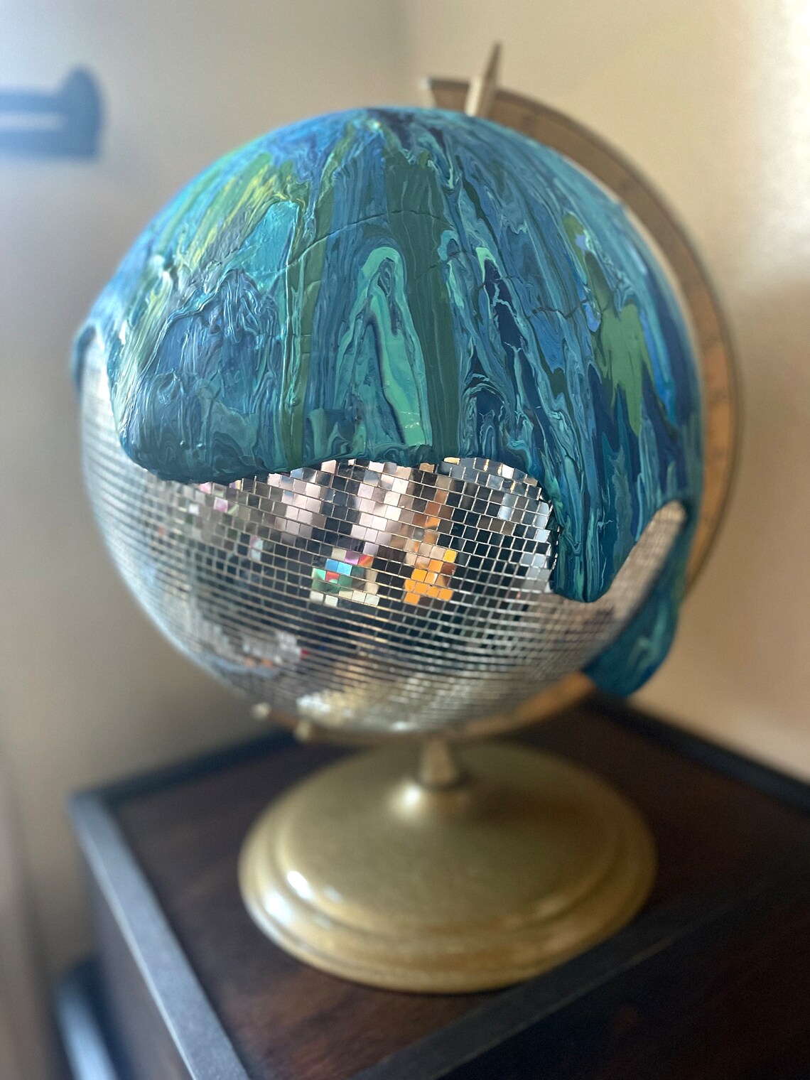 Melty Earth Disco Globe One of a Kind - Melting, Droopy, Dripping, Drip ...