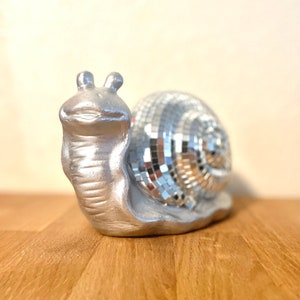 Disco Snail mirror ball slug sculpture figurine image 3