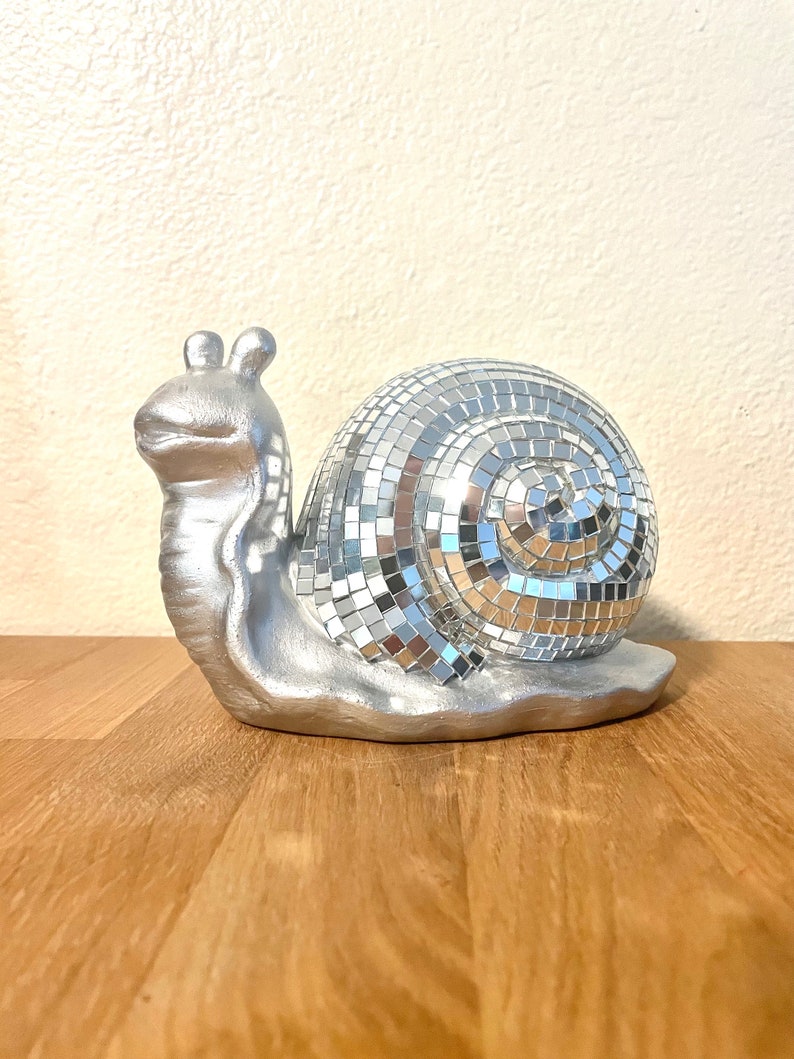 Disco Snail mirror ball slug sculpture figurine image 2
