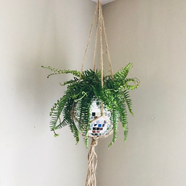 Macrame Glass Ball Hanger Etsy