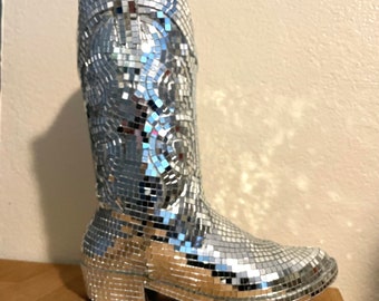 Disco Boot Vase - Cowboy Cowgirl Cowpeople mirror ball vase