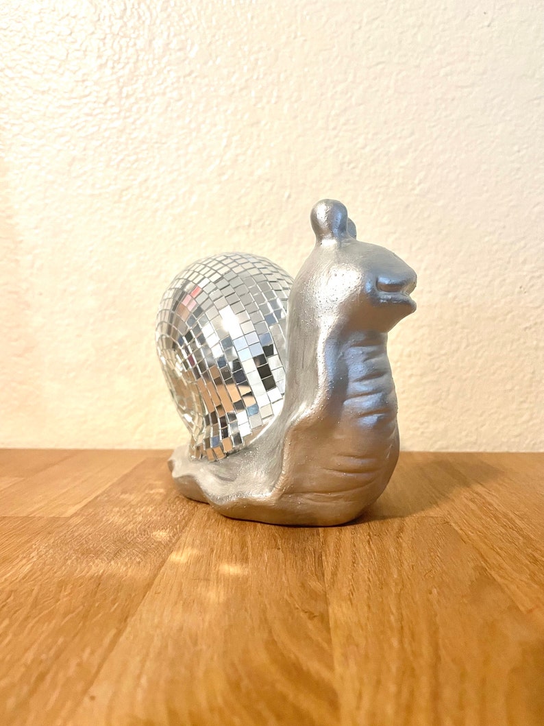 Disco Snail mirror ball slug sculpture figurine image 5