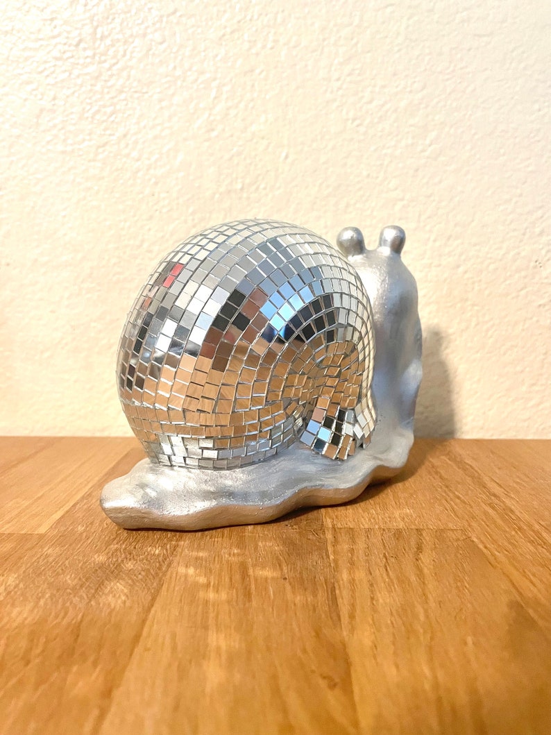 Disco Snail mirror ball slug sculpture figurine image 9