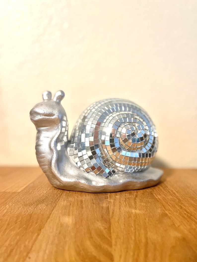 Disco Snail mirror ball slug sculpture figurine image 1