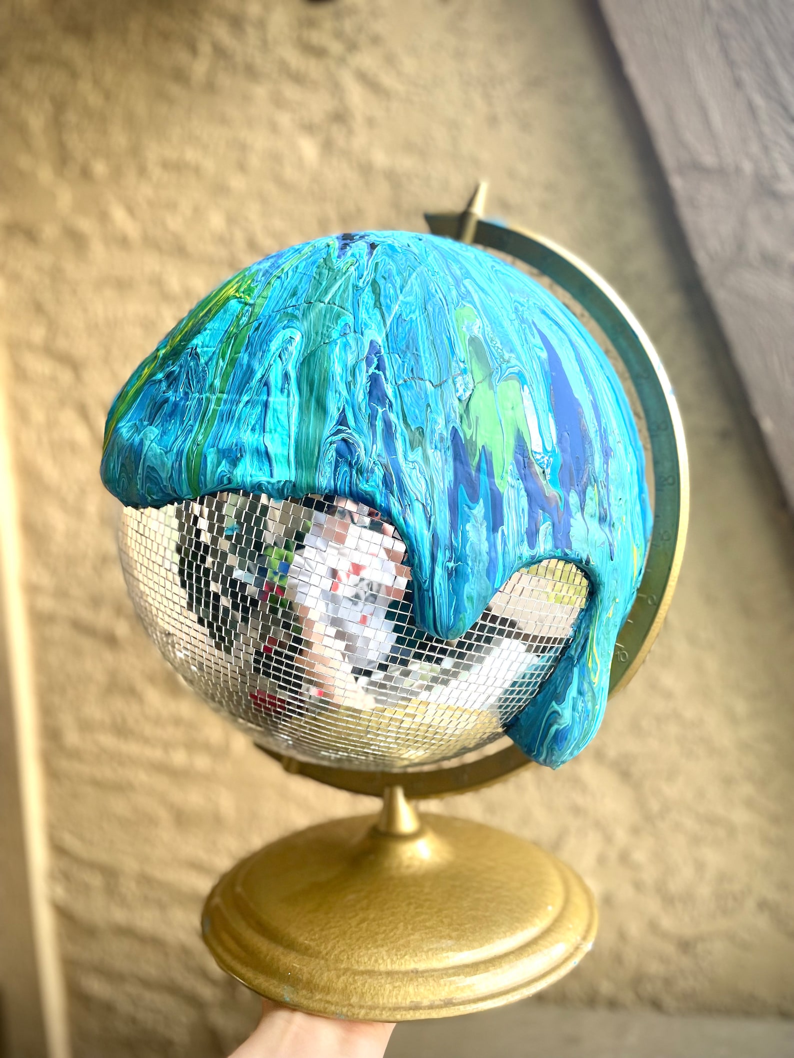 Melty Earth Disco Globe One of a Kind - Melting, Droopy, Dripping, Drip ...