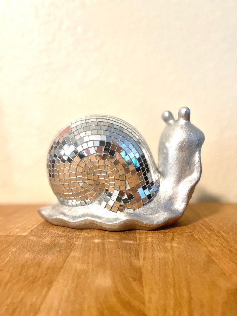 Disco Snail mirror ball slug sculpture figurine image 10