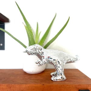 Disco Dino - disco ball dinosaur sculpture statue figurine T Rex