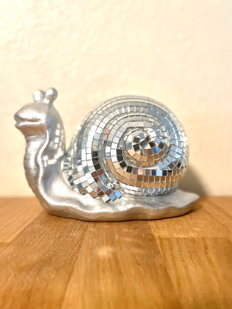 Disco Snail mirror ball slug sculpture figurine image 6