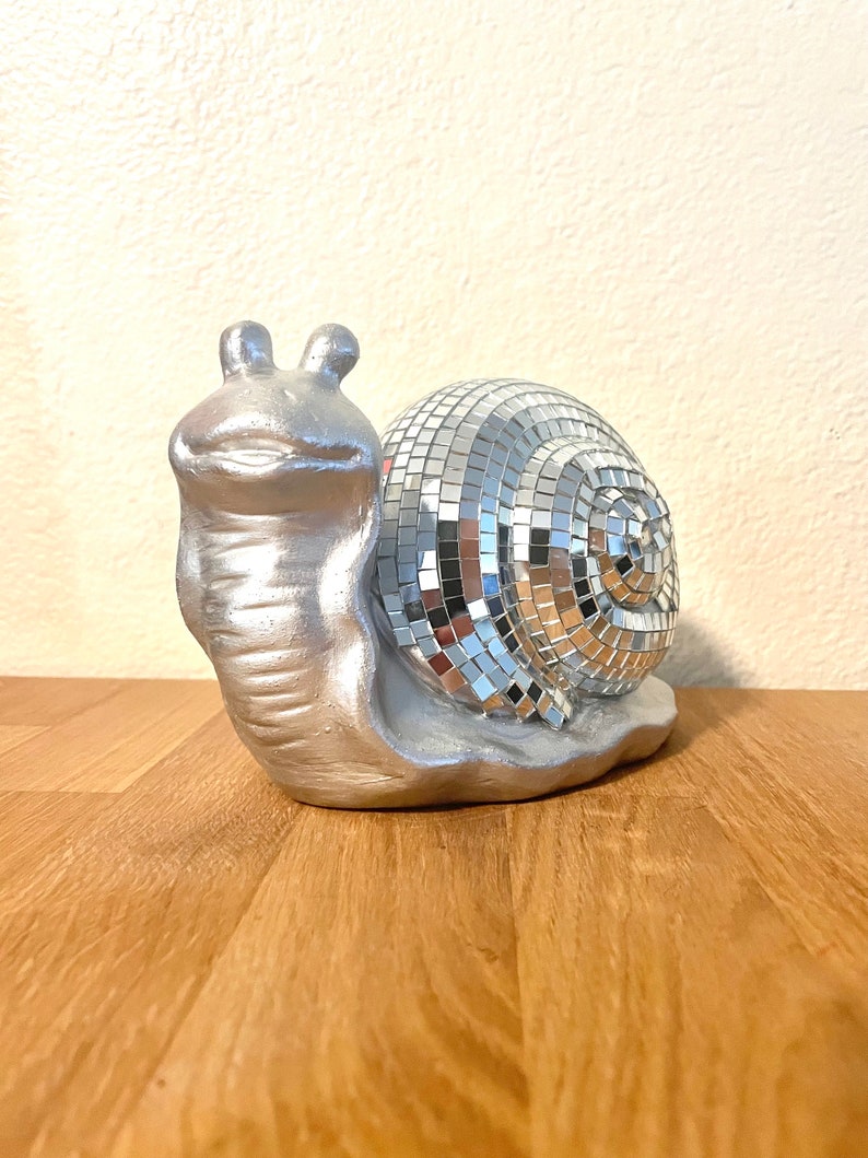 Disco Snail mirror ball slug sculpture figurine image 4