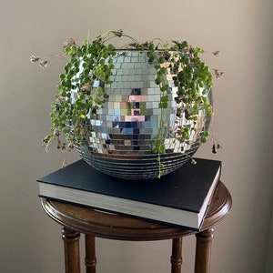 High Quality Glass 12” 10mm tile disco ball planter Plant Hanger with or without drainage flat on the bottom