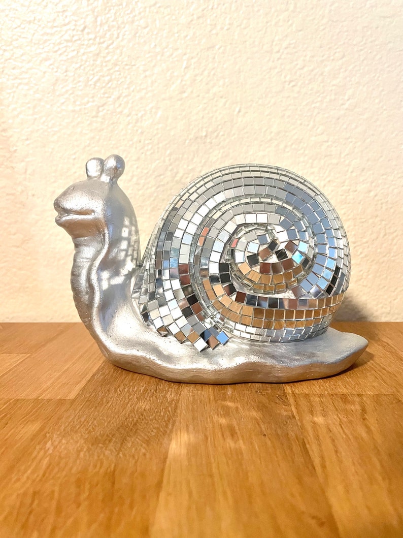 Disco Snail mirror ball slug sculpture figurine image 8