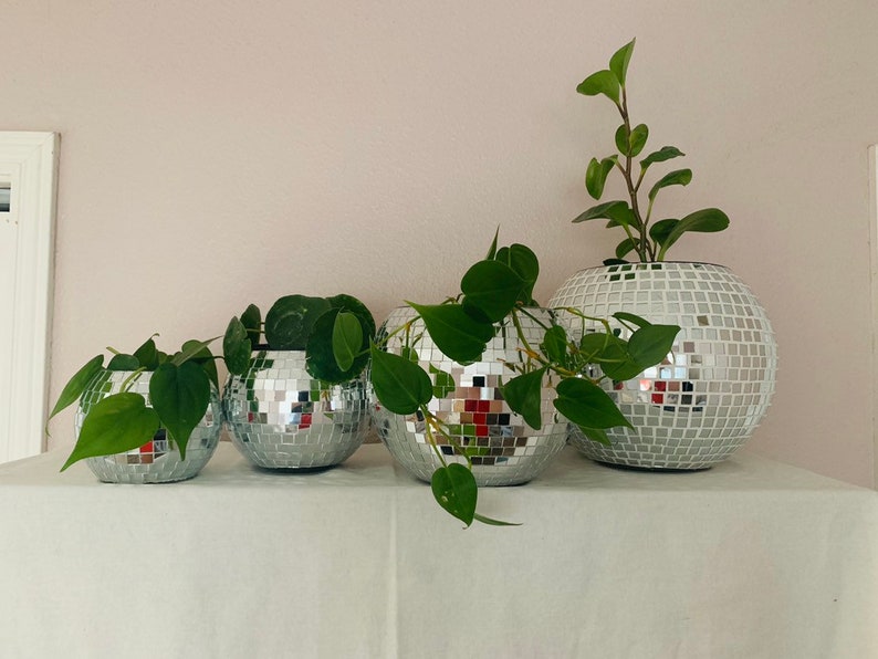 Disco ball Macrame Hanging Planter 6 10mm Tiles Plant | Etsy