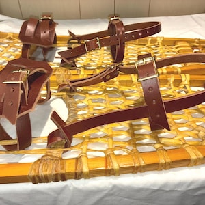 BINDUNGEN NUR Paar Leder Schneeschuh Schneeschuh Schnellbindungen Riemen Gurtgeschirr USA hergestellt