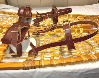 ALLEEN BINDINGEN paar leren sneeuwschoen sneeuwschoen snelbinders riemen harnas gemaakt in de VS
