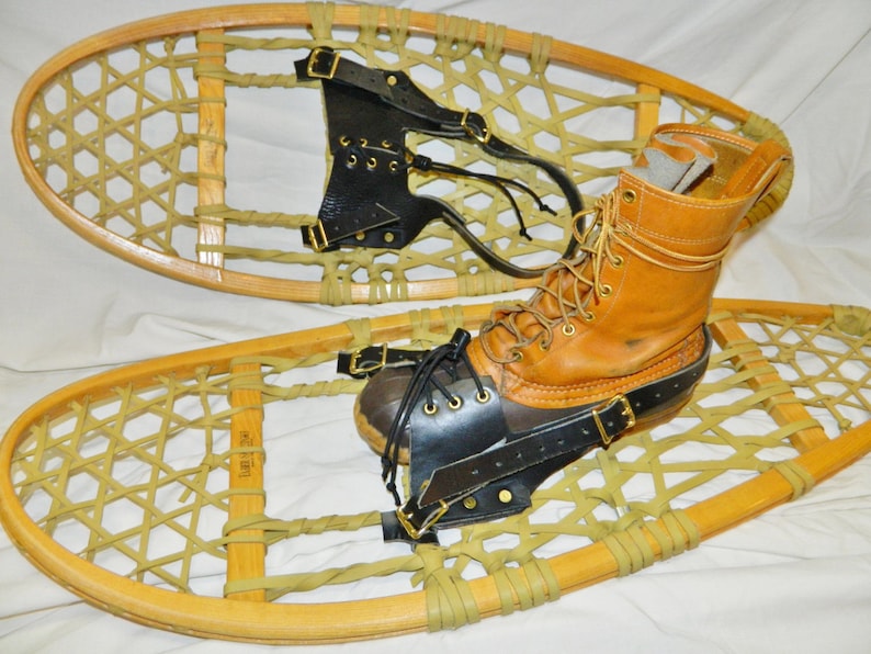 BINDINGS ONLY pair leather snowshoe snow shoe quick bindings Etsy