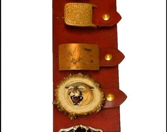 カスタムトロフィーハンギングレザー（8）ベルトバックルホルダーウエスタンデコレーションラックディスプレイハンドメイドUSA