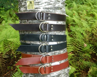 Handmade Double Ring Leather Belt Mens Womens 1 3/4" 1.75" inch wide *Read sizing Instructions Please*