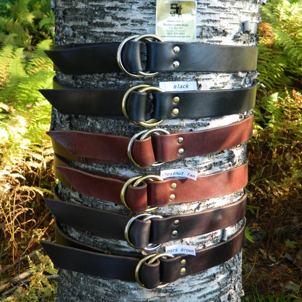 Ceinture en cuir à double anneau faite à la main pour homme et femme 1 1/2" 1,5" pouces de large * Lire les instructions de dimensionnement s'il vous plaît *