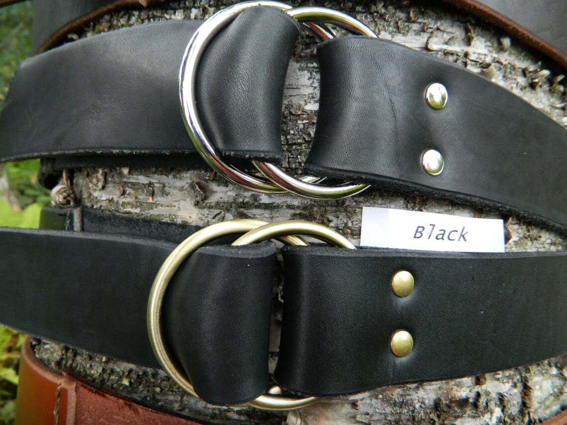 Handmade Double Ring Leather Belt Mens Womens 1 3/4 Etsy