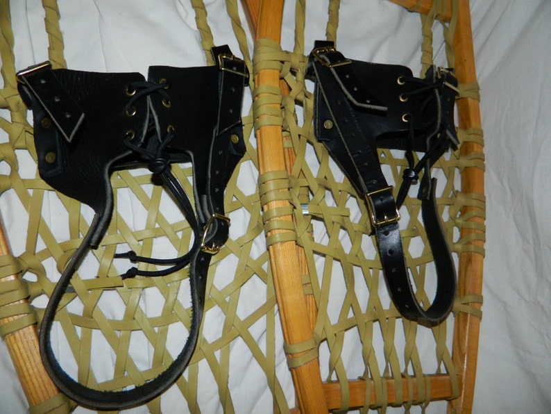 BINDINGS ONLY Pair Leather Snowshoe Snow Shoe Quick Bindings Etsy