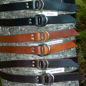 Handmade Double Ring Leather Belt Mens Womens 1 1/4&quot; 1.25&quot; inch wide *Read sizing Instructions Please*