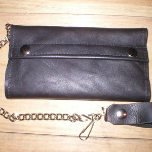 hombre s negro marrón bronceado o burdeos LEATHER motociclista camionero CHAIN WALLET gran trípsido