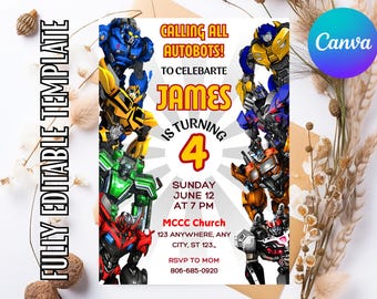 Rescue Bots Birthday Invitation: Transformers Party, Editable Template (PDF Download)