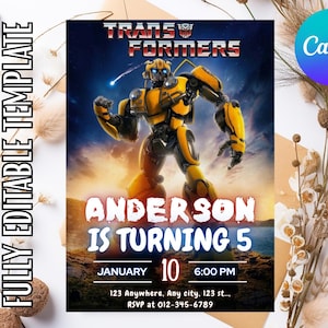 Editable Rescue Bots Transformers Birthday Invitation Template, Printable Rescue Bots Invitation, Digital Autobots Birthday Invite