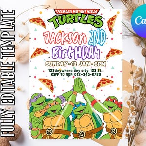 Ninja Turtle invitation, Instant Download, turtles kids Birthday Invite template, Editable Invitation, karate Birthday Invite boy