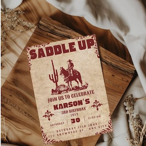 Western Birthday Invitation Template, Cowboy Invitation Template, Editable Download Invitation, Western Party Theme Invitation