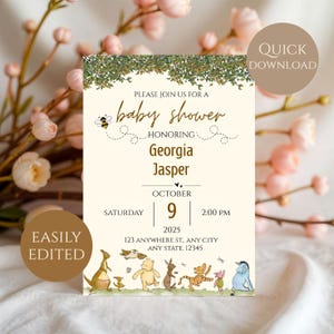 Adorable Winnie the Pooh Baby Shower Invitation - Customize for Your Celebration!