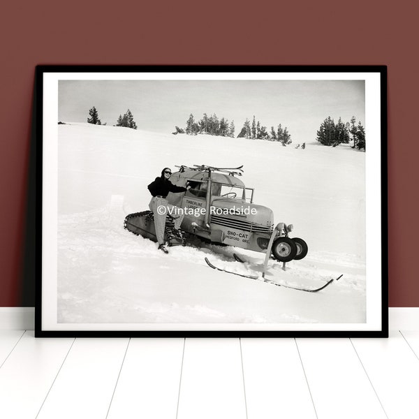 Timberline Lodge Sno Cat 1947 Photo, Vintage Mt Hood, Print from Original Negative, White Stag Sportswear Model, Ski Lodge Wall Art