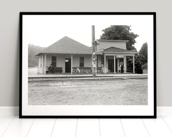 Milwaukie Streetcar Depot Photo, Black and White Print from original glass plate negative, Oregon Trolley Station, Interurban Railway, PRL&P