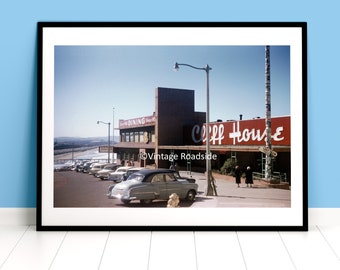 1957 Cliff House Color Photo, Archival Print from Vintage 1950s Kodachrome Slide, San Francisco Wall Art, California Photography, Bay Area