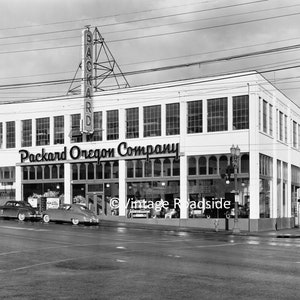 Packard Print, Vintage Portland Oregon Photography, Print from original 1948 negative, Old Car Dealer Photo, Portland Decor & Wall Art, BW image 2