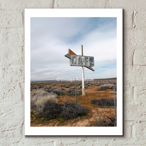 Old Neon Cafe Sign Print, Fine Art Photography, Muroc California Desert Print, Abandoned Americana, Rusty Neon Sign Photo, Sign Gone image 1