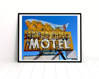 Golden Hills Motel, Mt. Carmel Junction, Utah, Archival Print, Neon Sign Photography, Zion & Bryce Canyon Wall Art