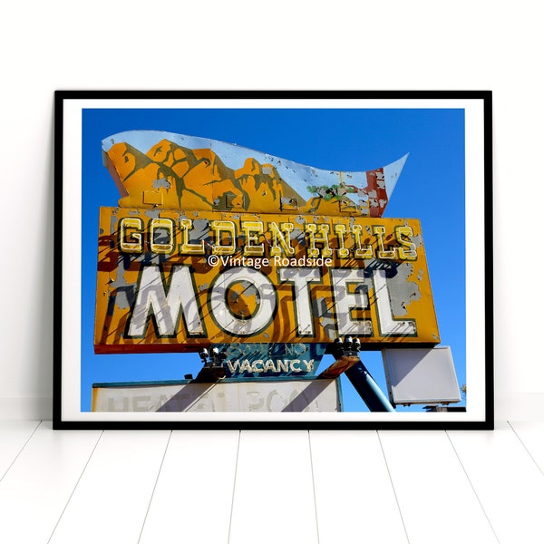 Golden Hills Motel, Mt. Carmel Junction, Utah, Archival Print, Neon Sign Photography, Zion & Bryce Canyon Wall Art
