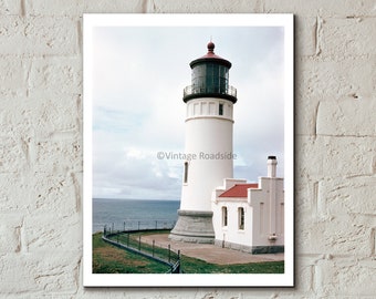 North Head Lighthouse Photo, Ilwaco Washington, Color Print from original 1960 35mm Kodachrome, Cape Disappointment, Beach House Decor