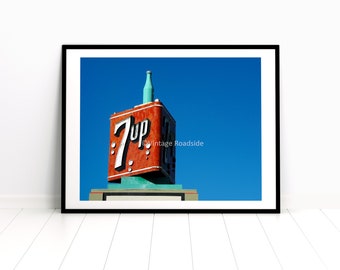 Vintage Portland 7Up Soda Revolving Neon Sign, 8x10 Fine Art Photography, Portland Oregon Neon Sign Photography, Soda Pop Wall Art, In Stock