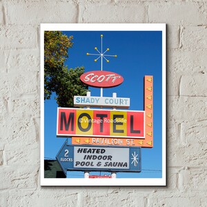 Vintage Neon Motel Sign Print, Winnemucca, Nevada, Scott Shady Court 8x10 Photo, Travel Print, Old Motel Sign Photo, Road Trip Artwork