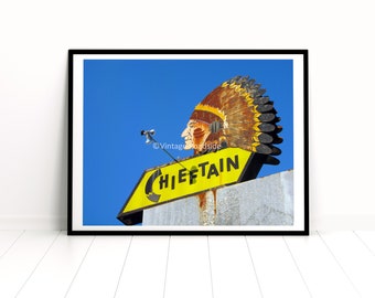 The Chieftain Restaurant, Tacoma, Washington Neon Sign 8x10 Photo, Roadside Wall Art, Old Tacoma Photography, Pacific Northwest Wall Decor
