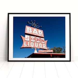 Joe's Liquor Store Neon Sign Photo, Rock Springs, Wyoming, Midcentury Wall Art, Googie Neon Sign Photography, Wyoming Decor, Vntage Sign Art image 1