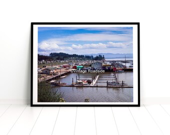 Vintage Ilwaco Washington Photo, Color Print from original 1960s negative, Old Waterfront, Beach House Decor, Fishing Community