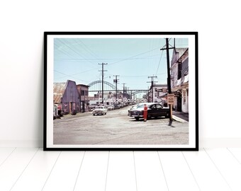 Vintage Newport Oregon Photo, Bay Boulevard 1958, Oregon Coast, Beach House Decor, Pacific Coast, Bayfront, Print from original 35mm film