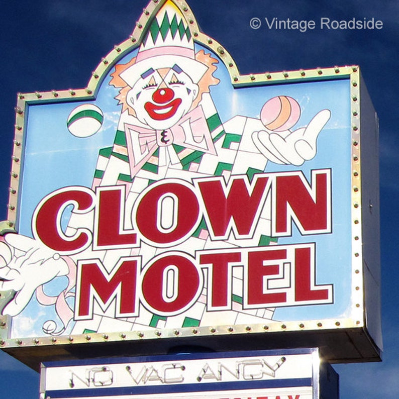 Clown Motel, Tonopah, Nevada, Fine Art Photography, Road Trip Print, Scary Clown Sign, Nevada Photography, Travel Wall Art image 2