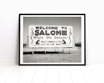 Vintage Welcome To Salome Arizona highway billboard Photo, Archival Print From Original 1954 Negative, Mid-century Arizona Print, Salome Art