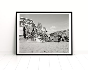 Vintage Remuda Ranch Rodeo Photo, Black and White archival print from original 1950s negative, Wickenburg, Arizona Photo, Cowboy Art