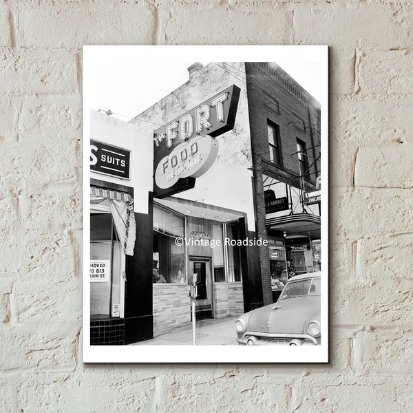 Hole in the Wall Dive Bar Photo, Vancouver Washington, Print from original 1954 Negative, Dive Bar Neon Sign, The Fort, Cocktails